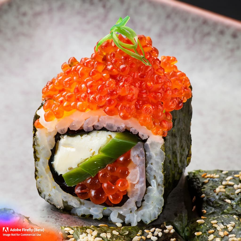 Crab stick, avocado, and cucumber roll