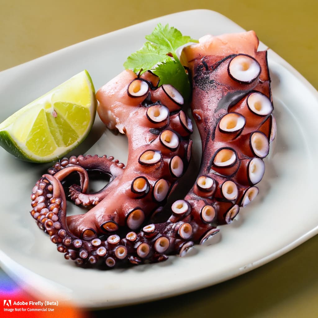 Tender and fresh octopus slices over seasoned rice