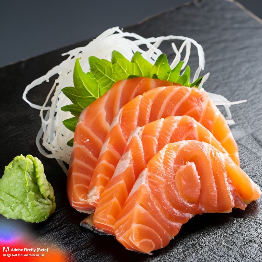 Fresh slices of salmon to enjoy raw