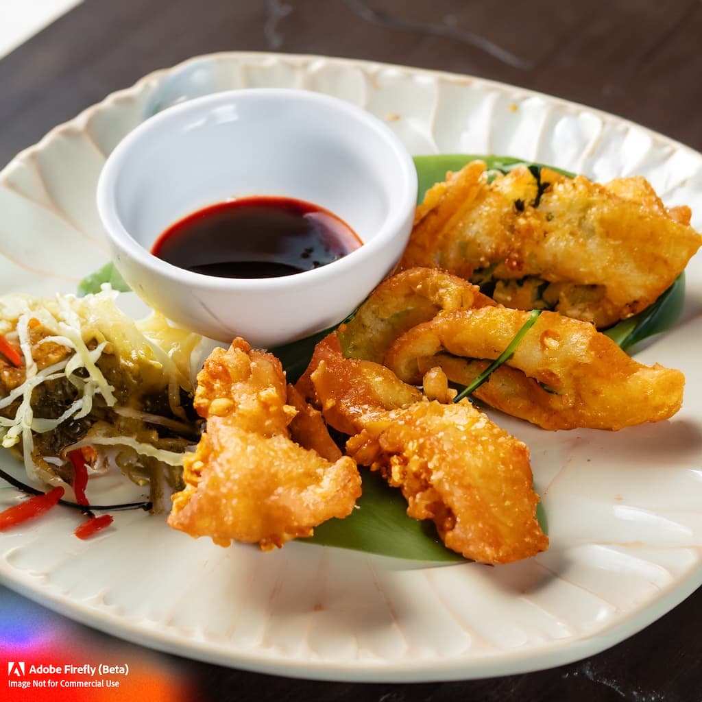 Assorted vegetables in tempura, fried to a crispy texture